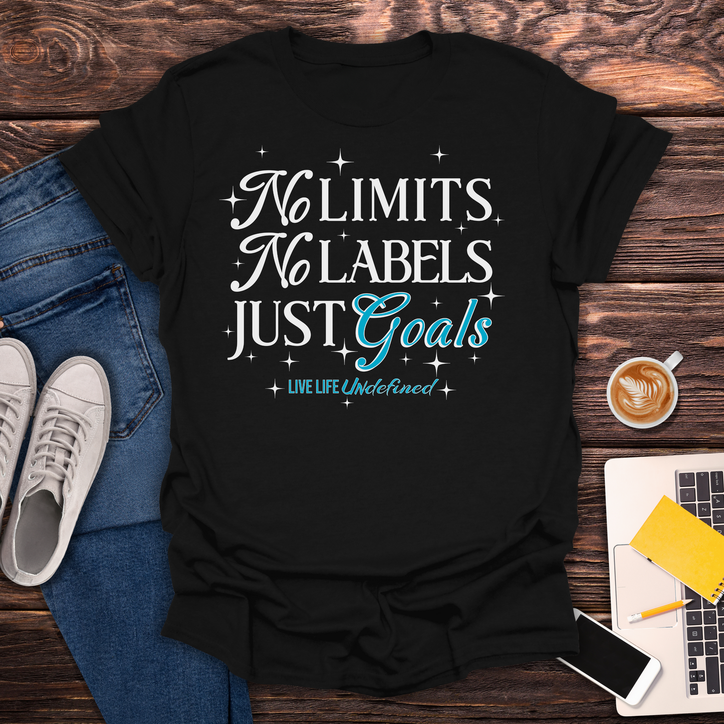 No Limits, No Labels, Just Goals (Live Life Undefined Signature) - T-Shirt