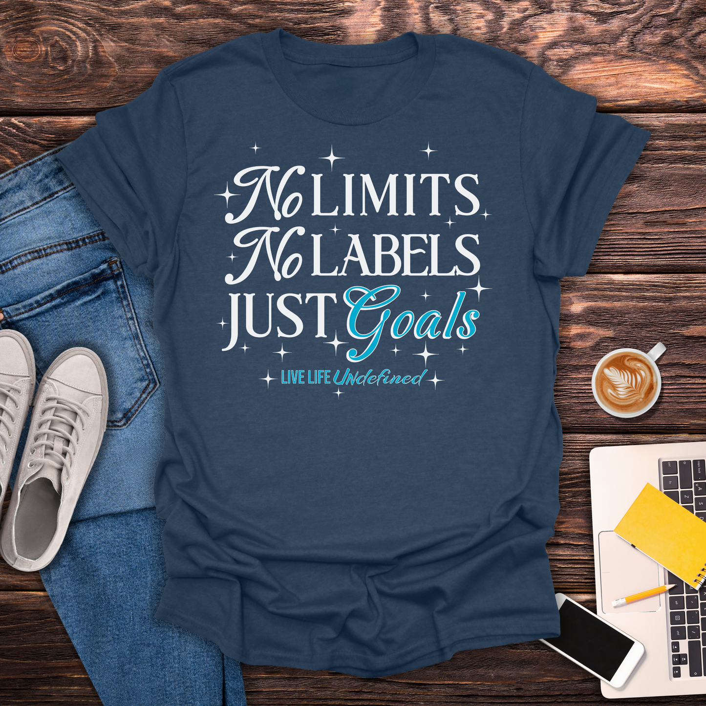 No Limits, No Labels, Just Goals (Live Life Undefined Signature) - T-Shirt
