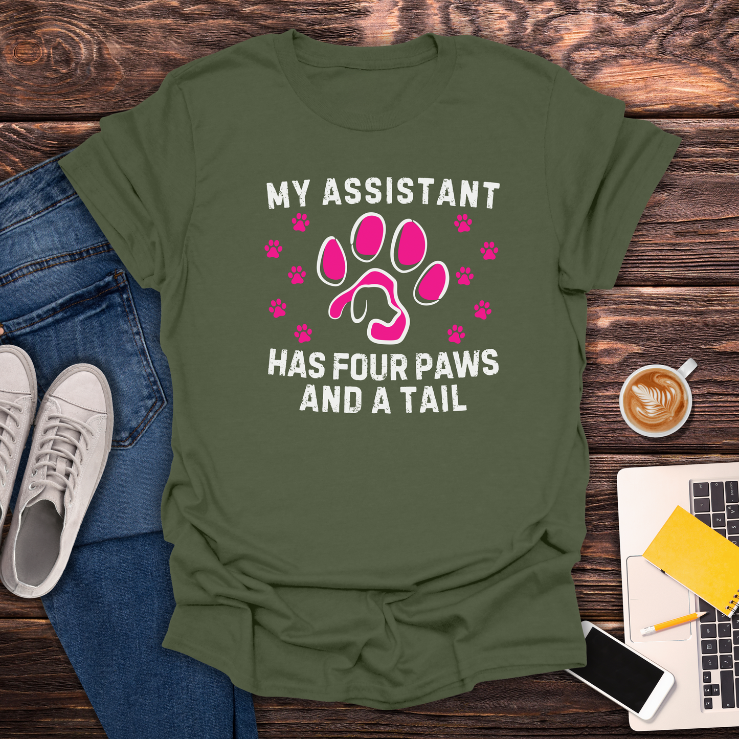 My Assistant Has 4 Paws And A Tail - T-Shirt