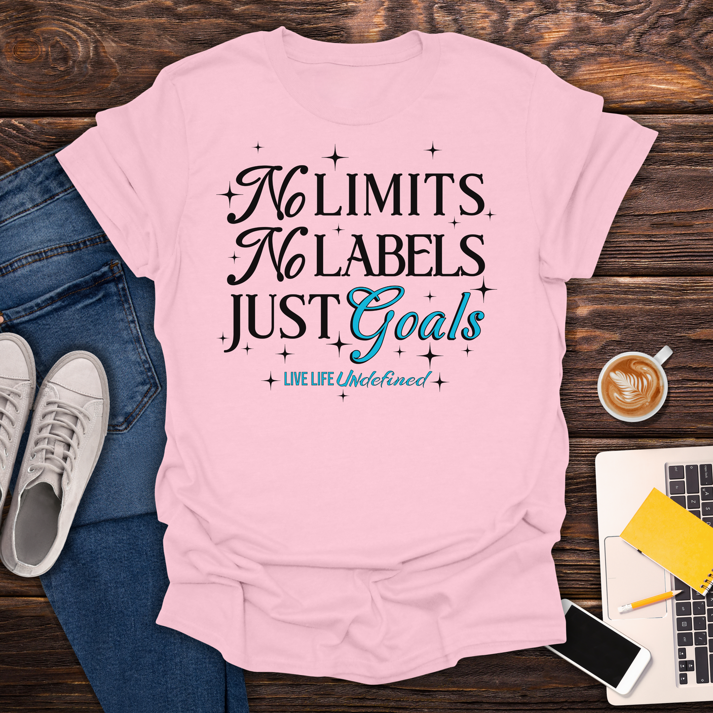 No Limits, No Labels, Just Goals (Live Life Undefined Signature) - T-Shirt