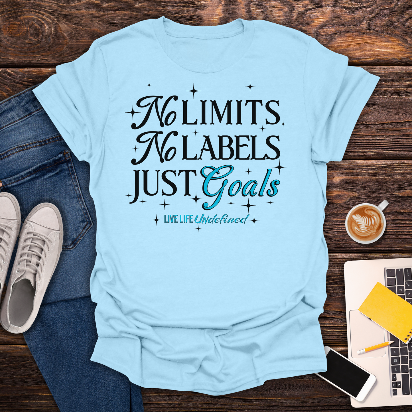 No Limits, No Labels, Just Goals (Live Life Undefined Signature) - T-Shirt