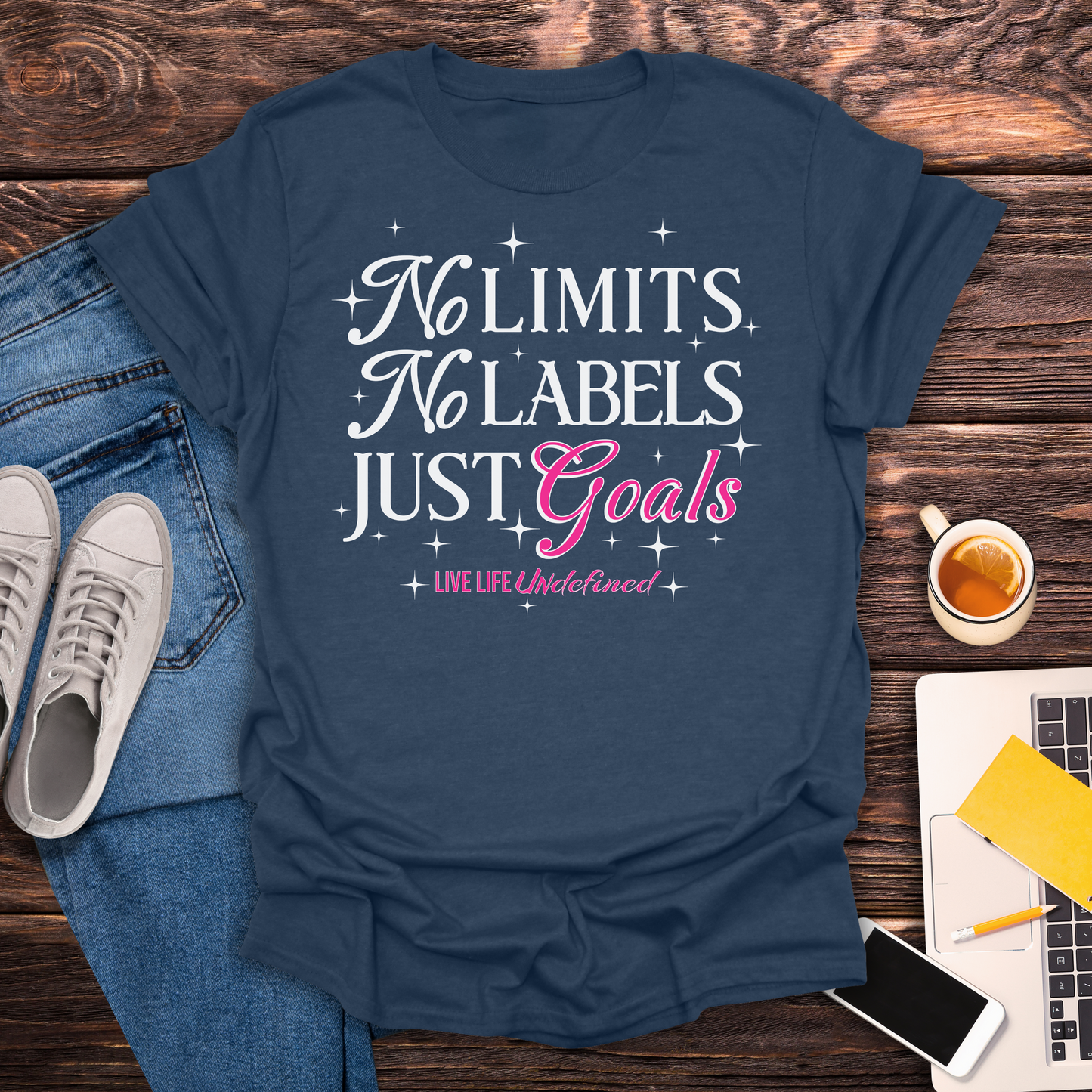 No Limits, No Labels, Just Goals (Live Life Undefined Signature)- T-Shirt