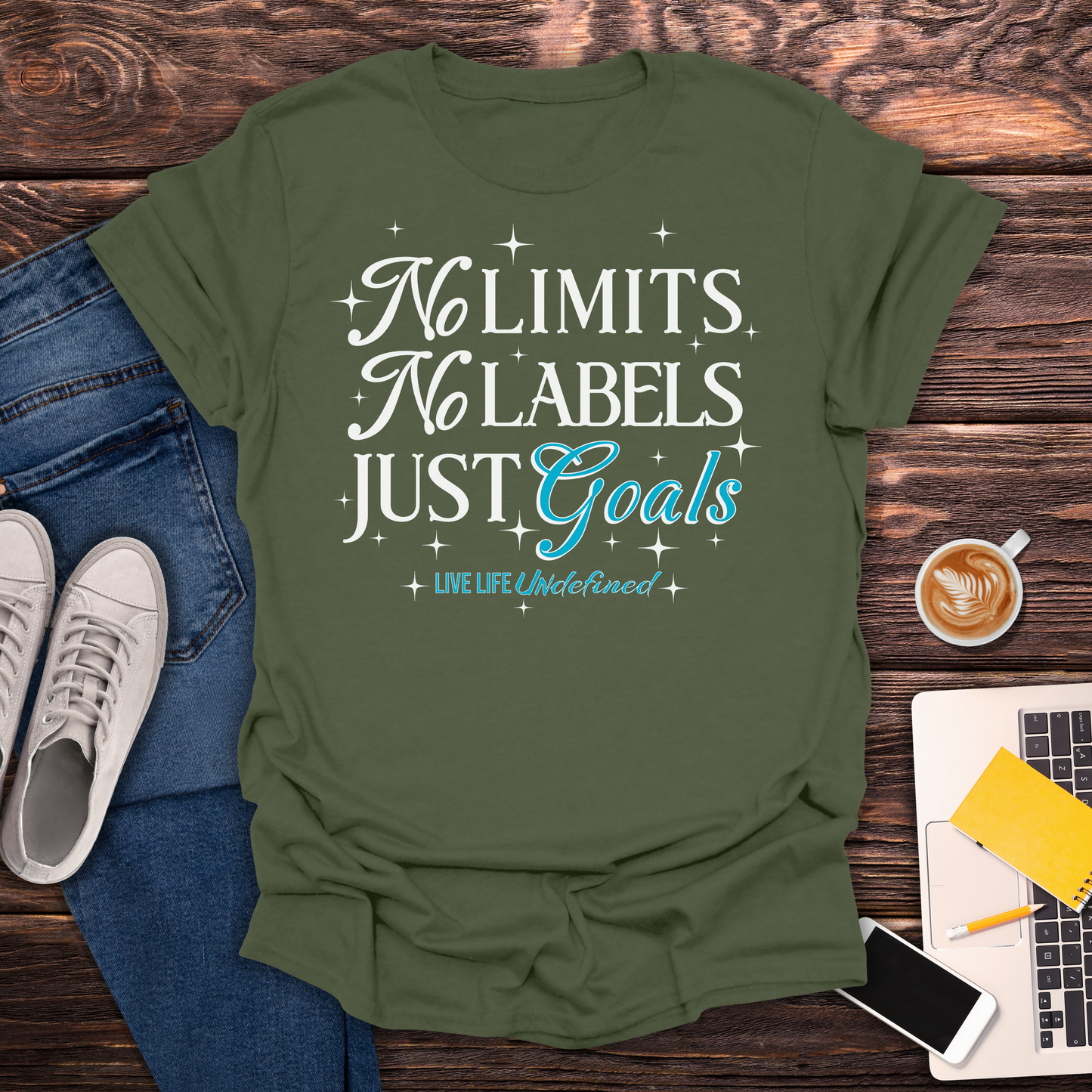 No Limits, No Labels, Just Goals (Live Life Undefined Signature) - T-Shirt