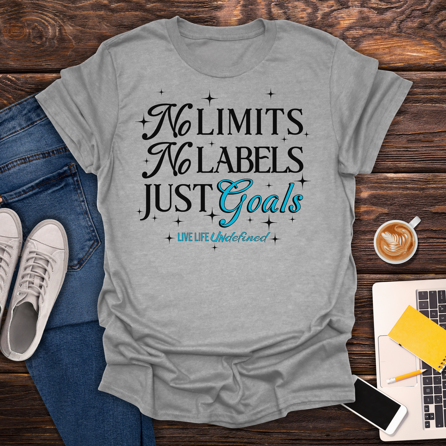 No Limits, No Labels, Just Goals (Live Life Undefined Signature) - T-Shirt