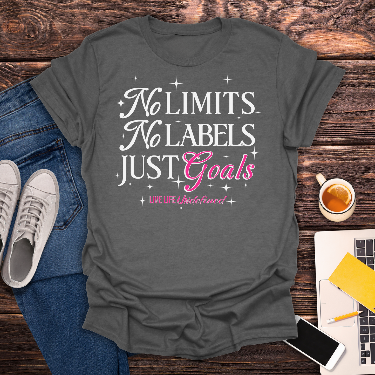No Limits, No Labels, Just Goals (Live Life Undefined Signature)- T-Shirt