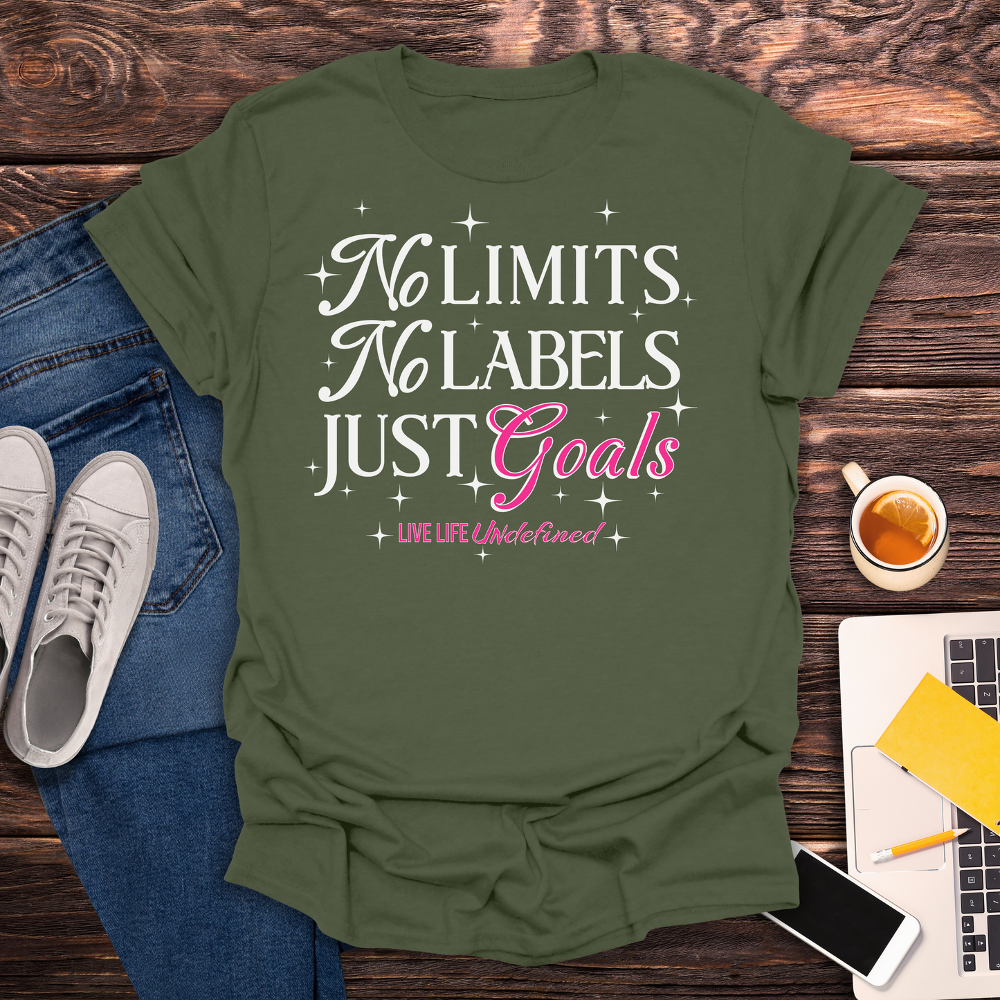 No Limits, No Labels, Just Goals (Live Life Undefined Signature)- T-Shirt