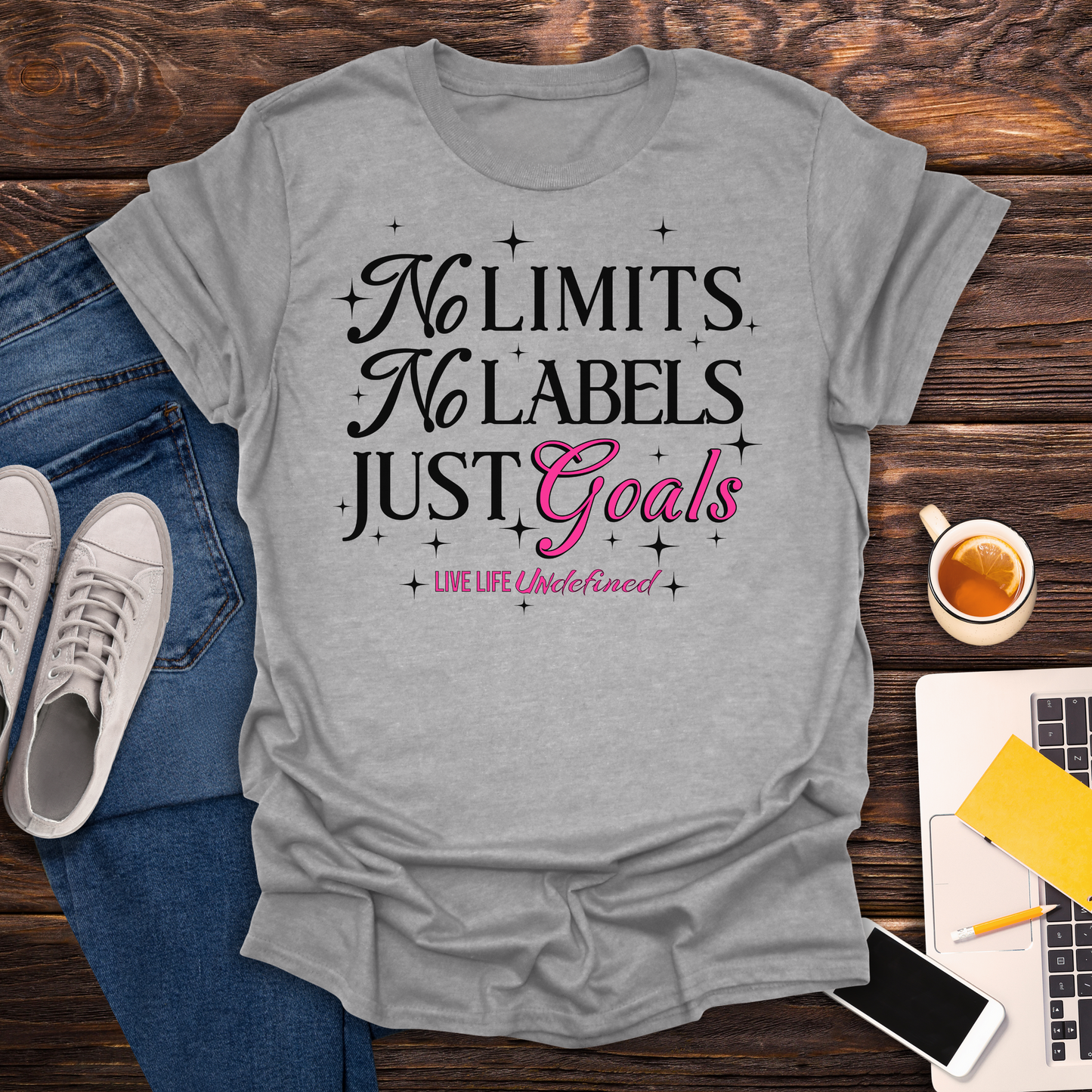 No Limits, No Labels, Just Goals (Live Life Undefined Signature)- T-Shirt