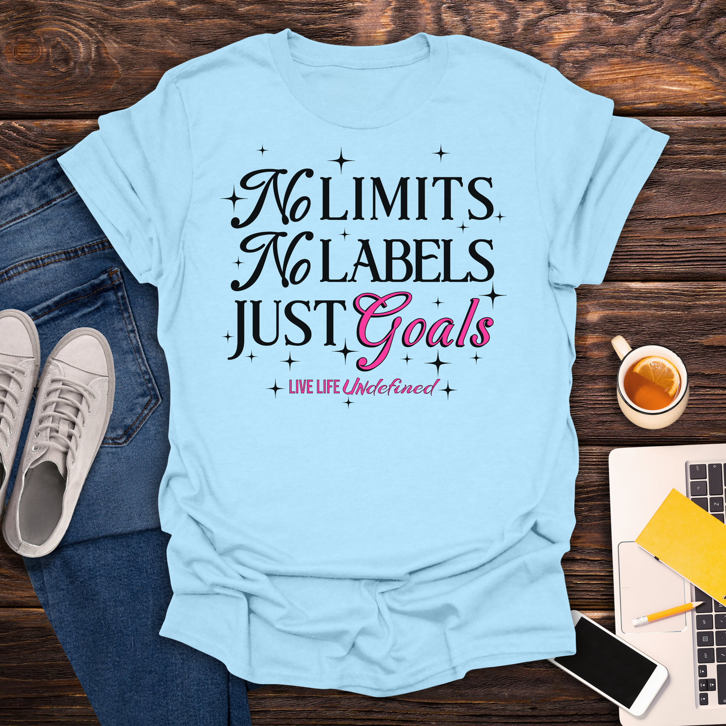 No Limits, No Labels, Just Goals (Live Life Undefined Signature)- T-Shirt